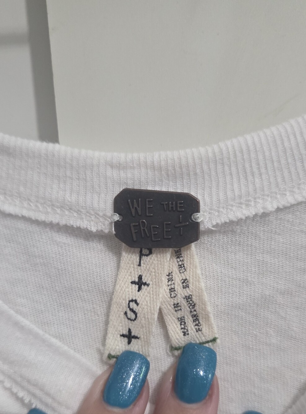 We The Free White Lace-Up Shoulder Long Sleeve Tee - Picture 2 of 6
